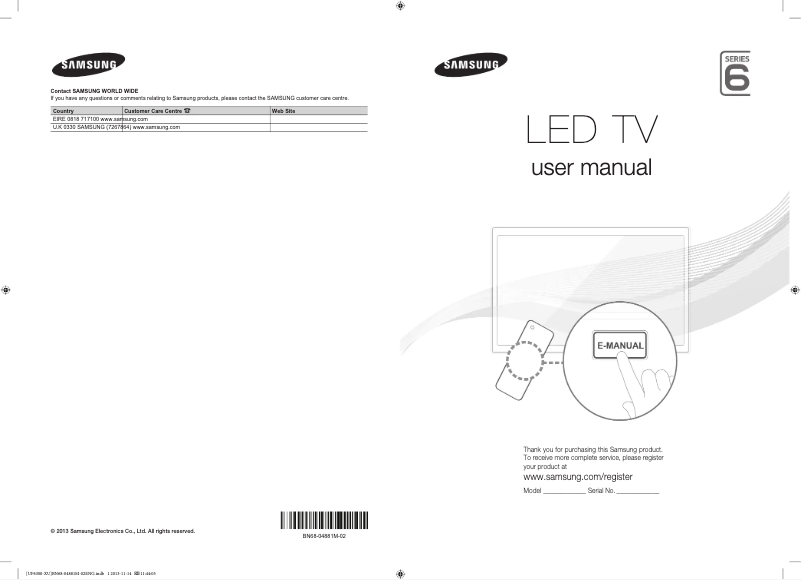 Page 1 de la notice Manuel utilisateur Samsung UE60F6300AK