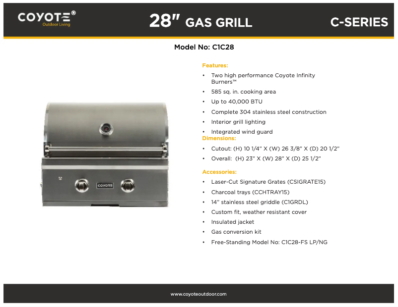 Página 1 del manual Ficha técnica Coyote C1C28NG
