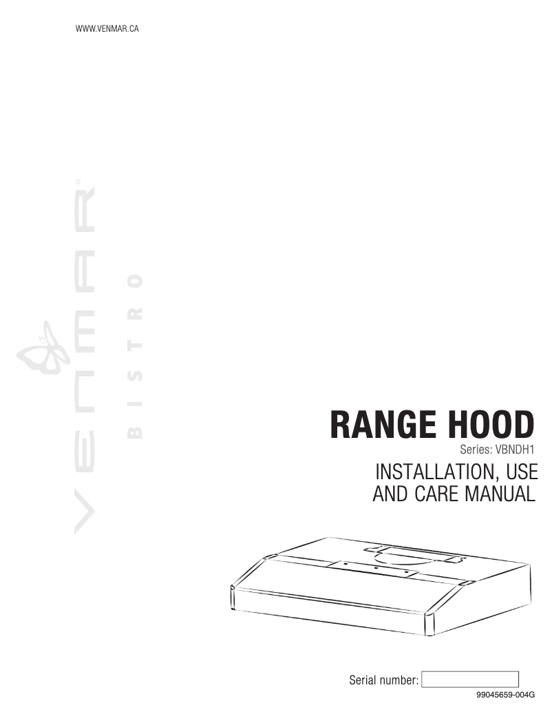 Page 1 de la notice Guide d'installation Venmar Bistro VBNDH130SS