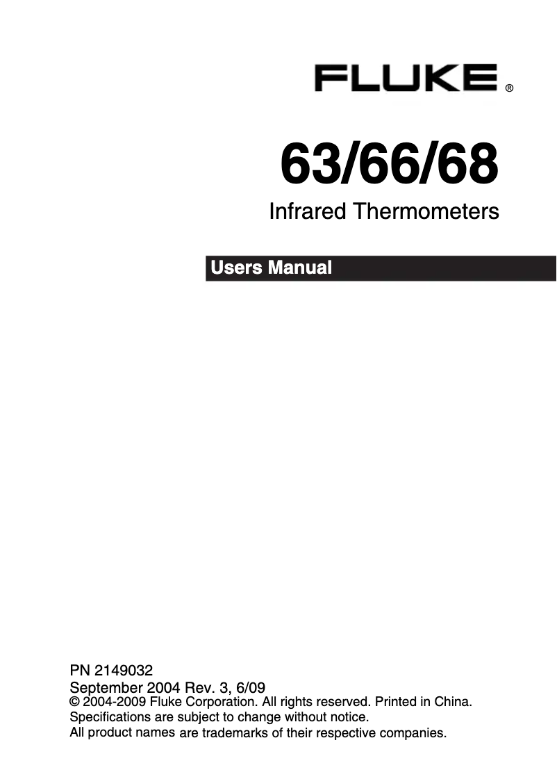 Page 1 of the manual User Manual Fluke 68