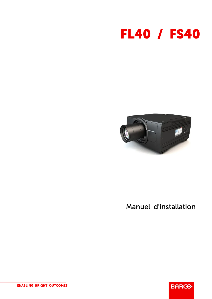 Page 1 of the manual Installation Guide Barco FS40-4K MKII
