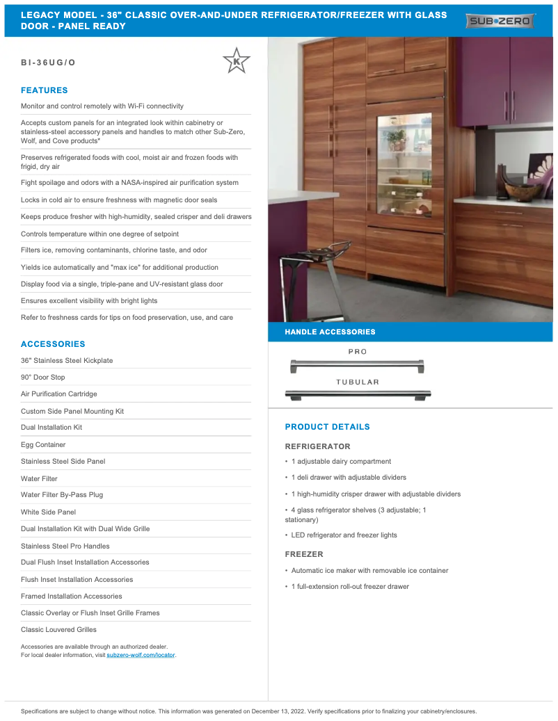 Page n°1 - Manuel utilisateur Sub-Zero BI-36UO
