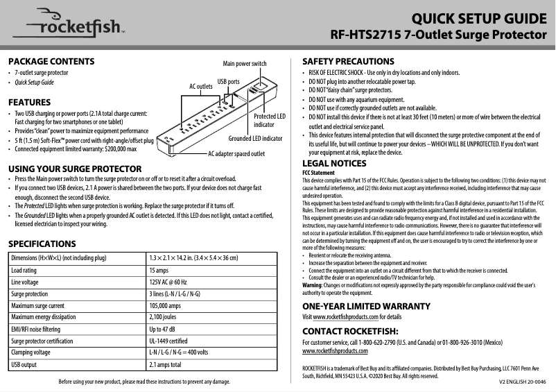 Page 1 de la notice Manuel utilisateur Rocketfish RF-HTS2715
