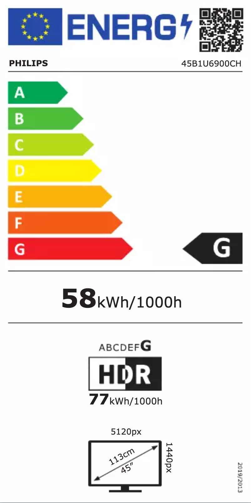 Page n°1 - Label énergétique Philips 45B1U6900CH