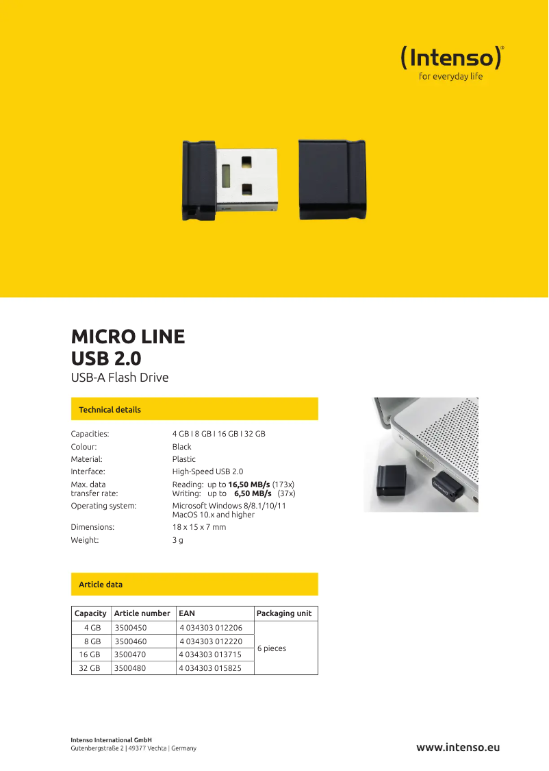 Image de la première page du manuel de l'appareil Micro Line USB 2.0