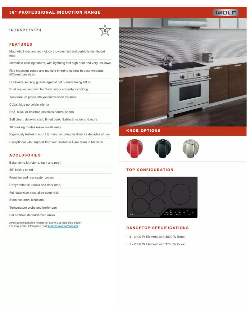 Page 1 de la notice Fiche technique Wolf Professional IR365PE/S/PH