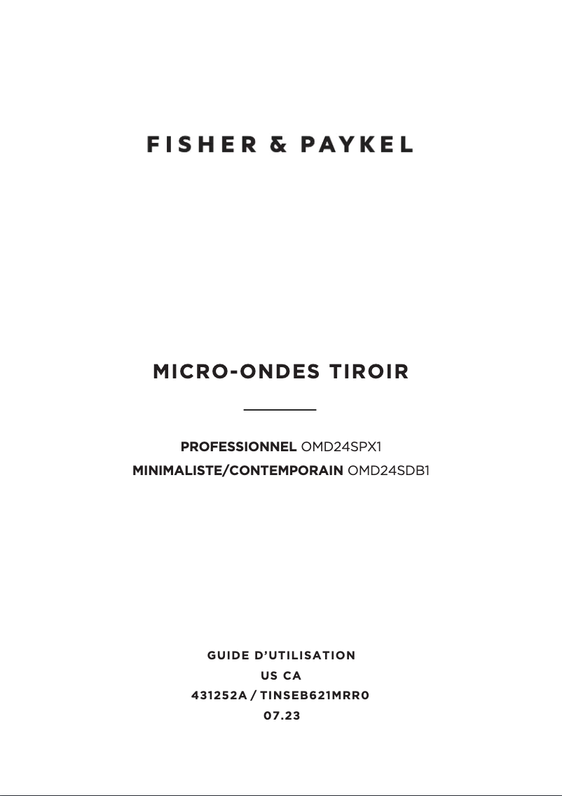 Page n°1 - Manuel utilisateur Fisher & Paykel OMD24SDB1