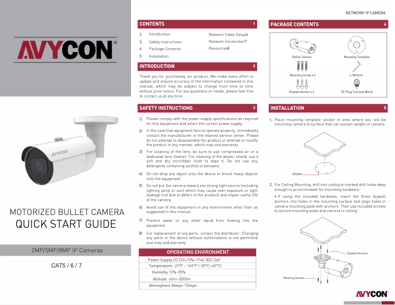 Page n°1 - Manuel utilisateur Avycon AVC-NB51M