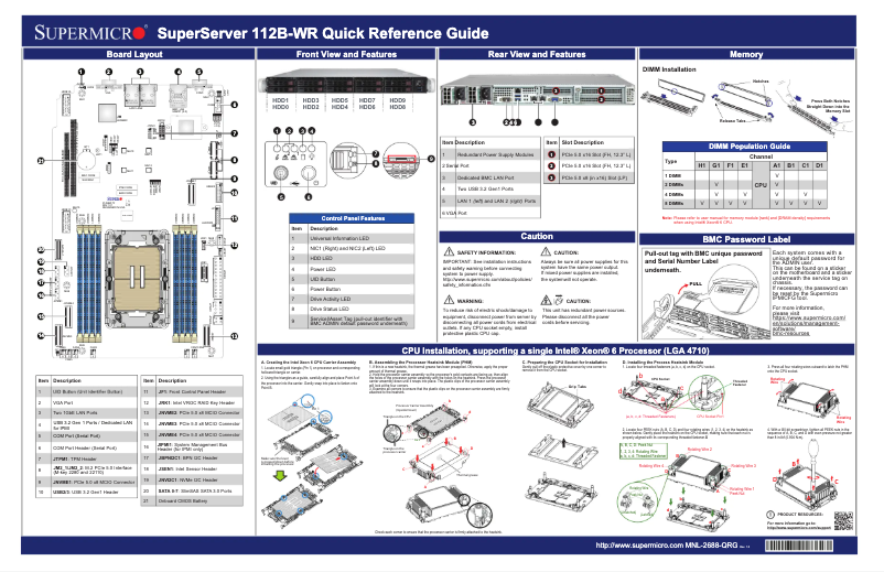 Page 1 de la notice Manuel utilisateur Supermicro SuperServer SYS-112B-WR