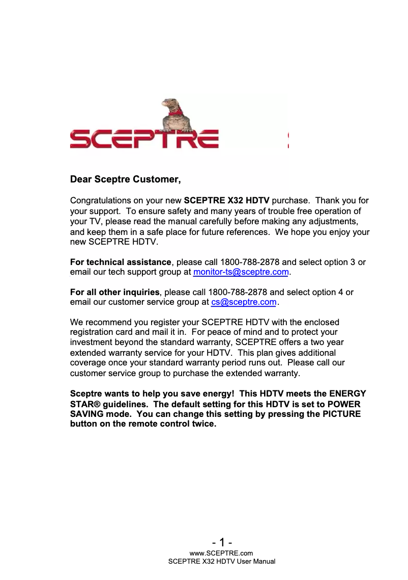 Page n°1 - Manuel utilisateur Sceptre X325BV-FHD