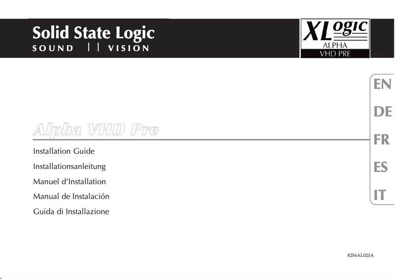 Page n°1 - Manuel utilisateur Solid State Logic Alpha VHD Pre