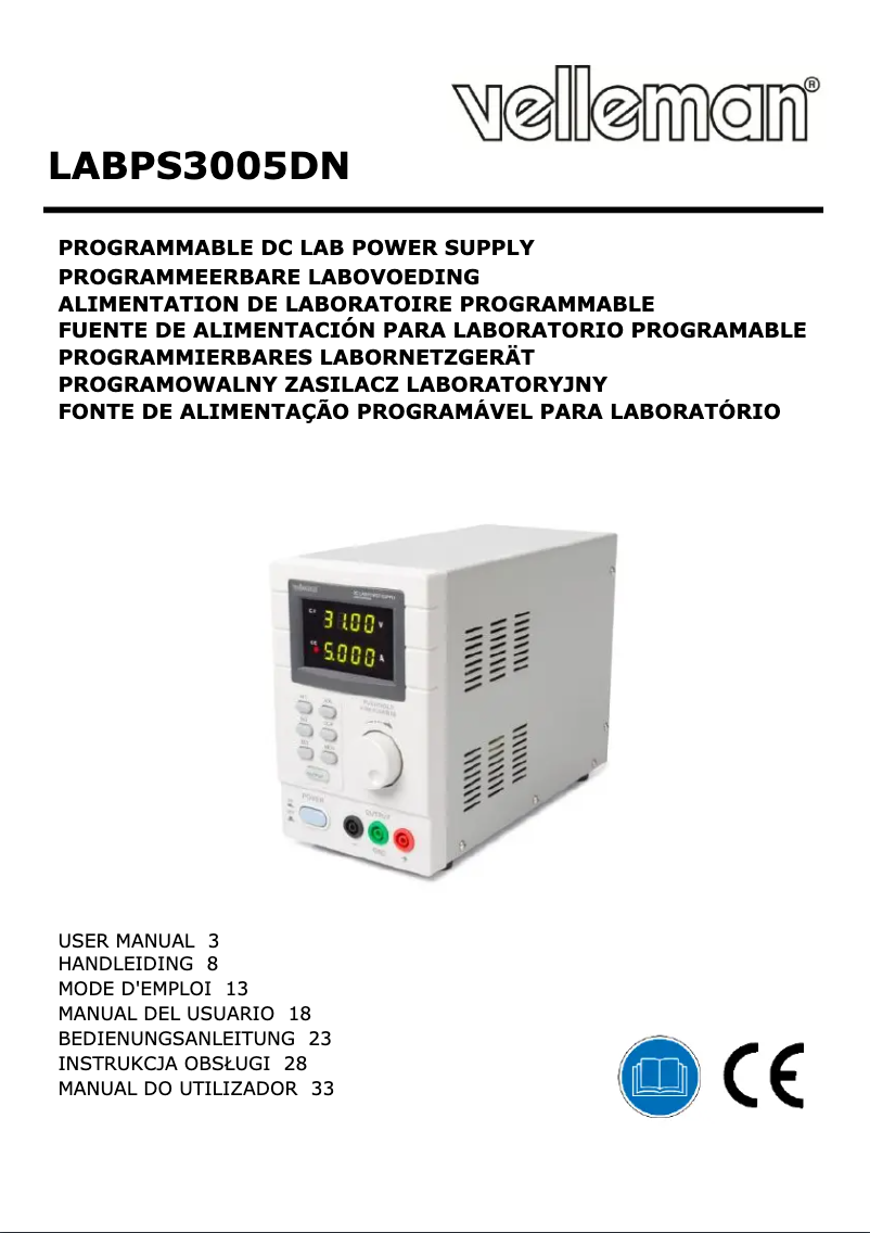 Page n°1 - Manuel utilisateur Velleman LABPS3005DN