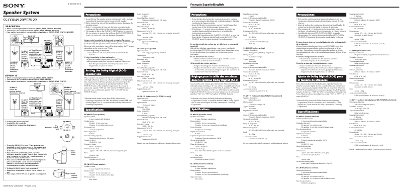 Page 1 de la notice Manuel utilisateur Sony SS-FCRW120