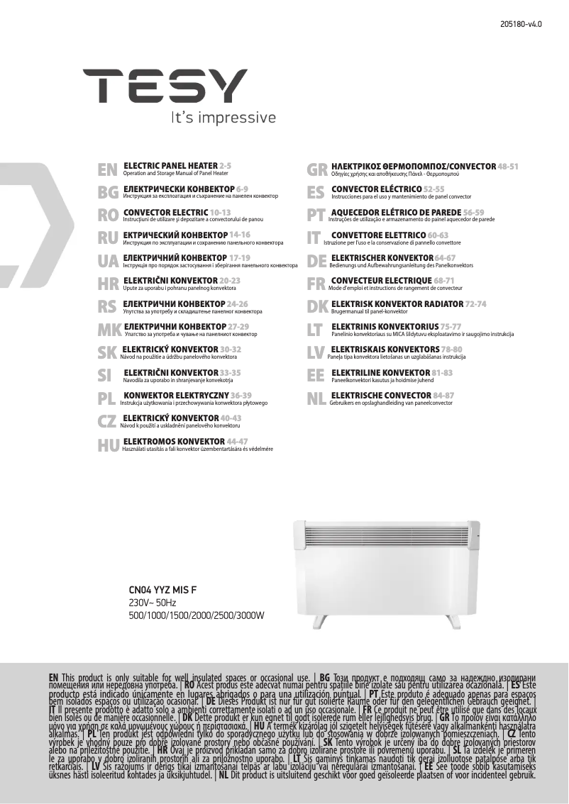 Página 1 del manual Manual de usuario Tesy CN04 050 MIS F