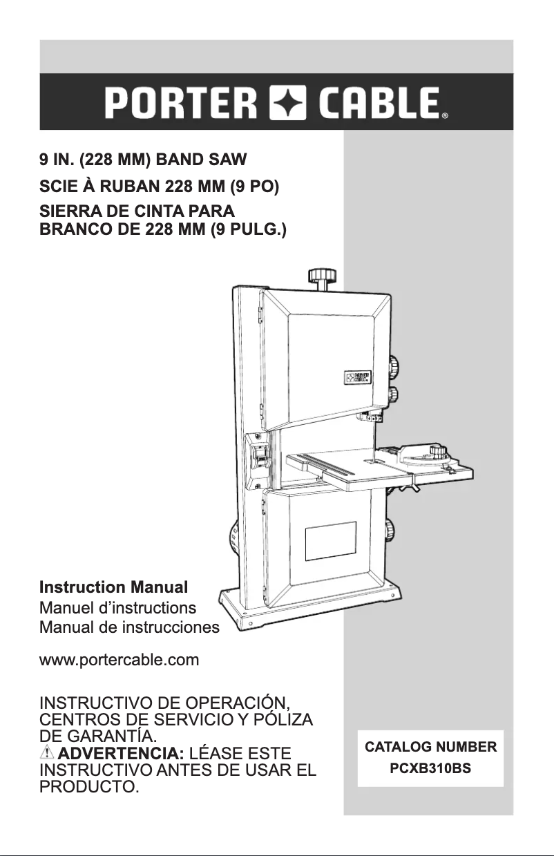Page 1 de la notice Manuel utilisateur Porter-Cable PCXB310BS