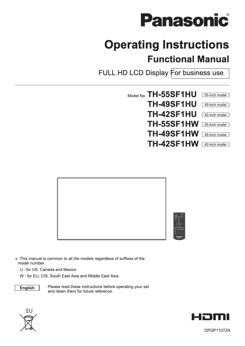Image de la première page du manuel de l'appareil TH-55SF1HU