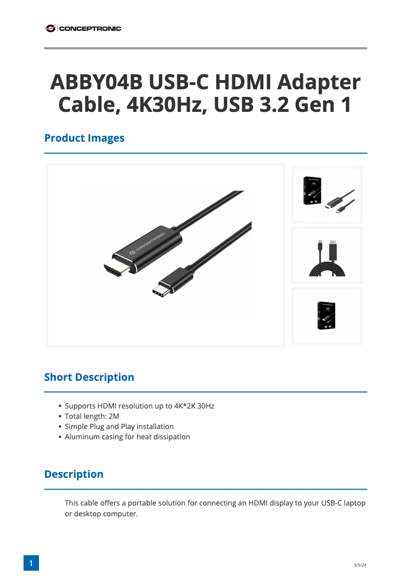 Page n°1 - Manuel utilisateur Conceptronic ABBY04B
