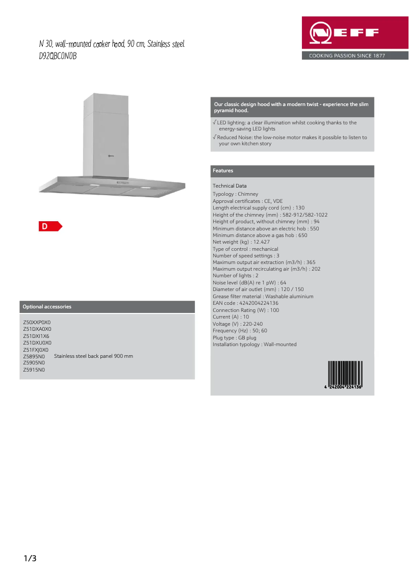 Image de la première page du manuel de l'appareil D92QBC0N0B