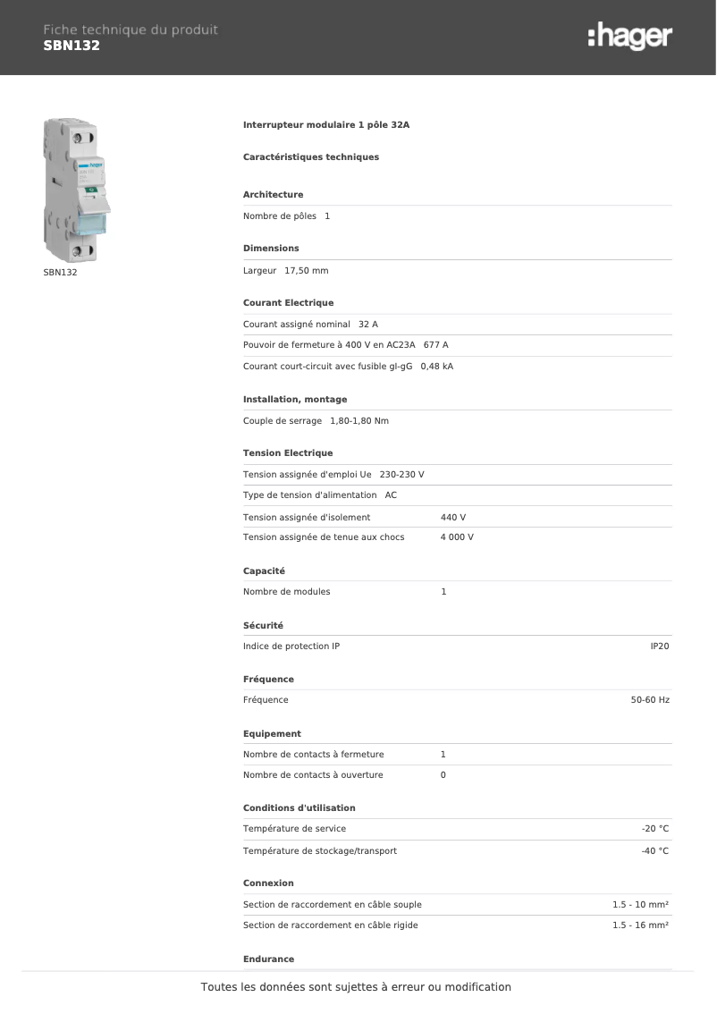 Image de la première page du manuel de l'appareil SBN132