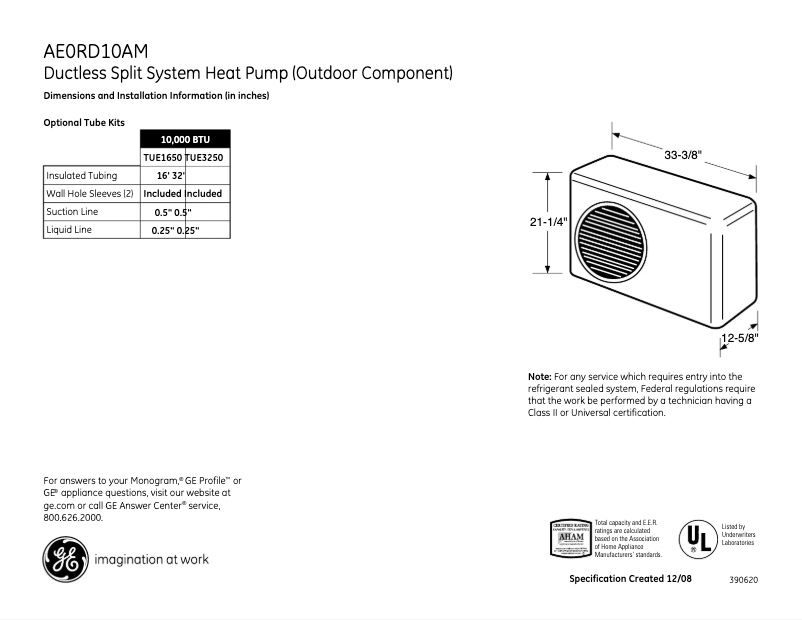 Image de la première page du manuel de l'appareil AE0RD10AM
