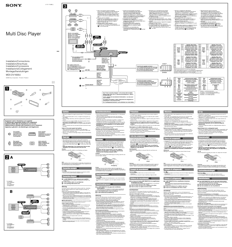 Page 1 de la notice Guide d'installation Sony MEX-DV1600U