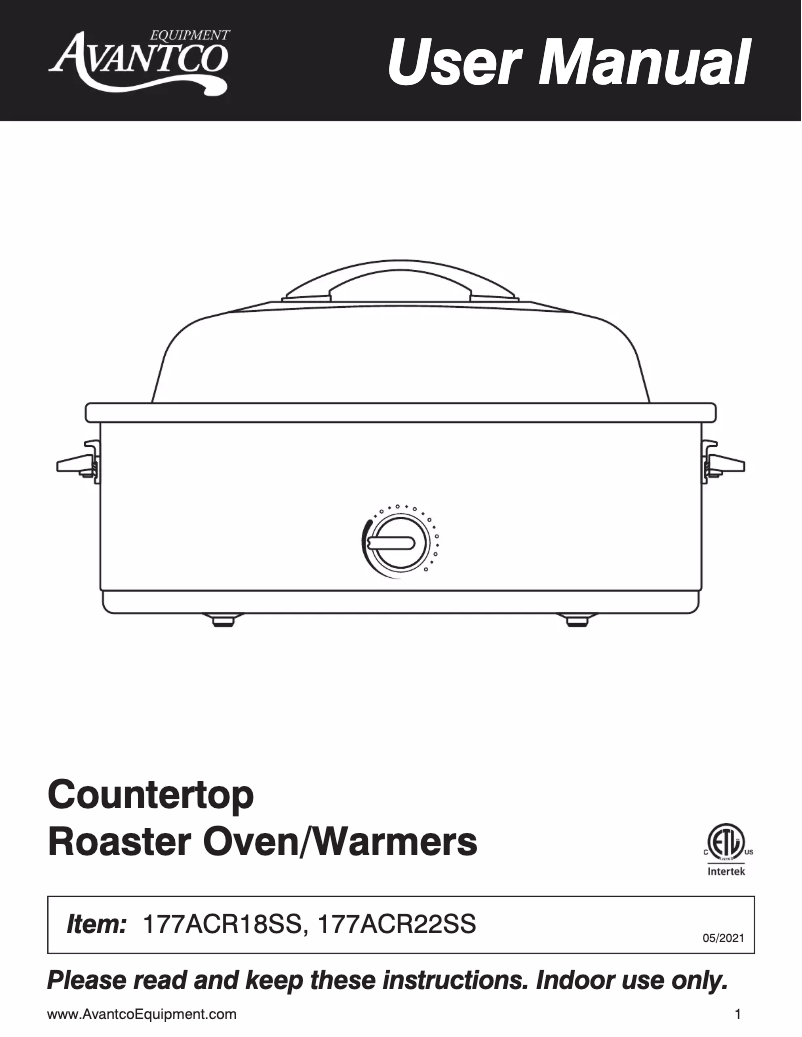 Page 1 de la notice Manuel utilisateur Avantco 177ACR22SS