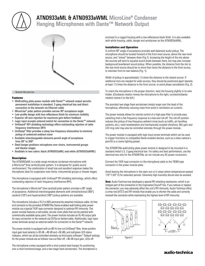 Page n°1 - Manuel utilisateur Audio-Technica ATND933a