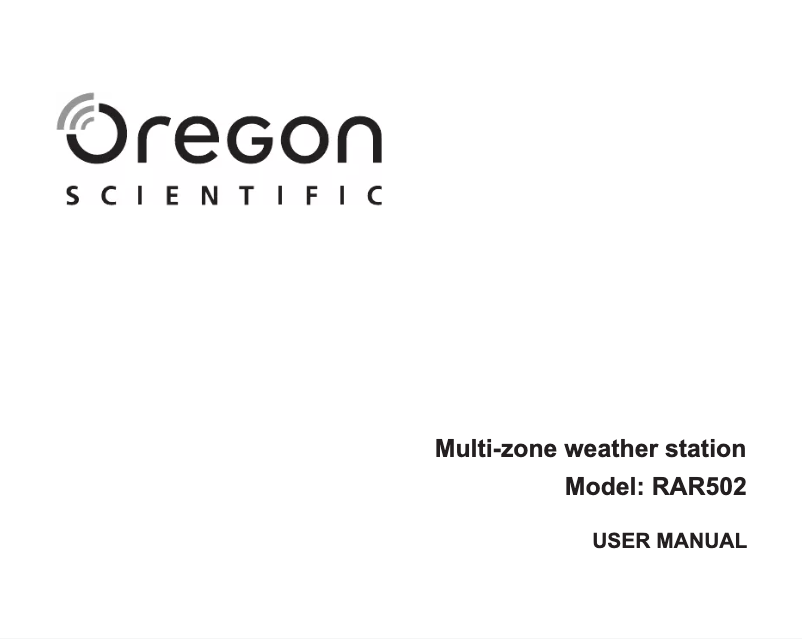 Page 1 de la notice Manuel utilisateur Oregon Scientific RAR502