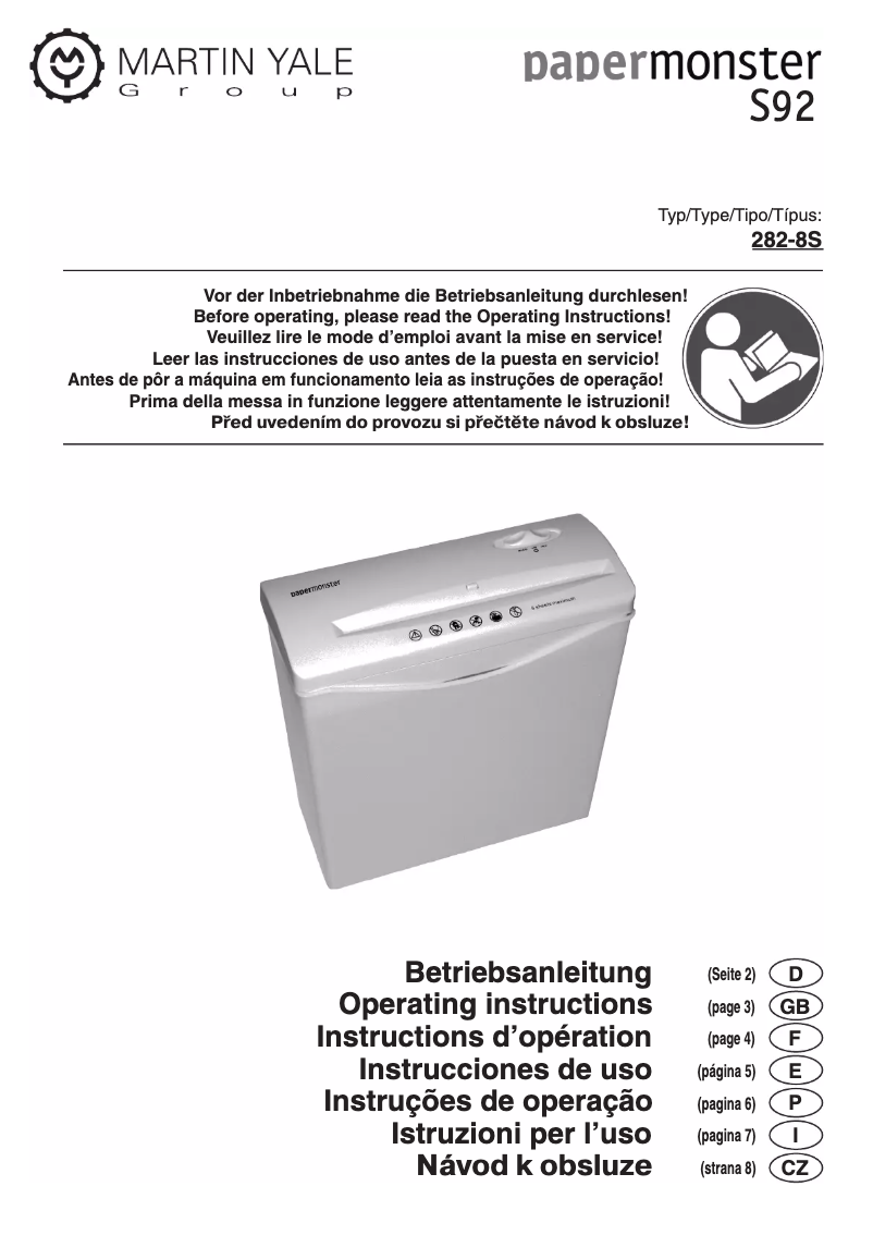 Image de la première page du manuel de l'appareil S92