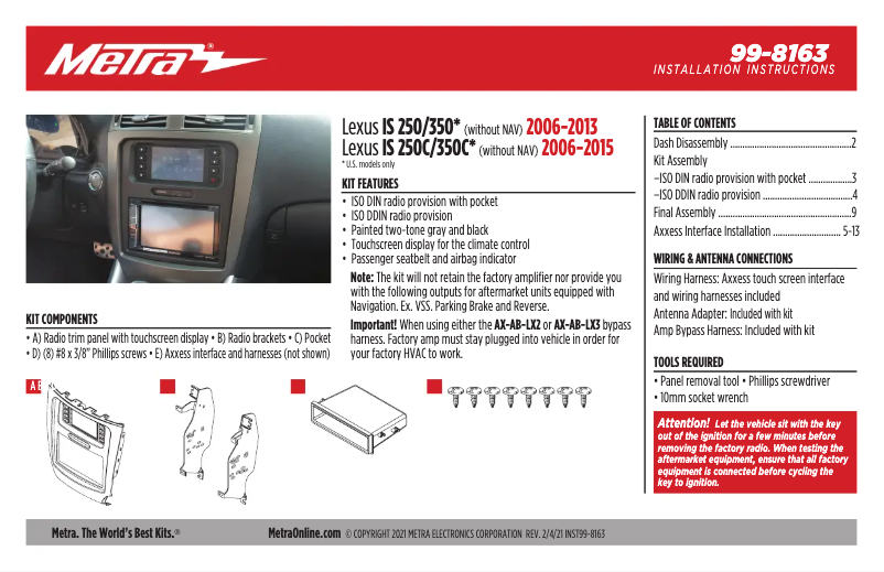 Page 1 de la notice Manuel utilisateur AXESS 99-8163
