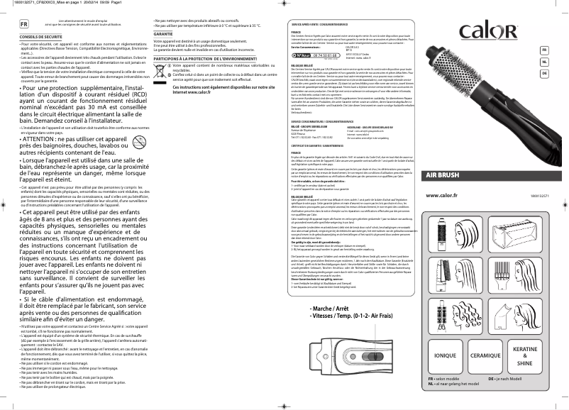 Page 1 de la notice Manuel utilisateur Calor CF8242C0