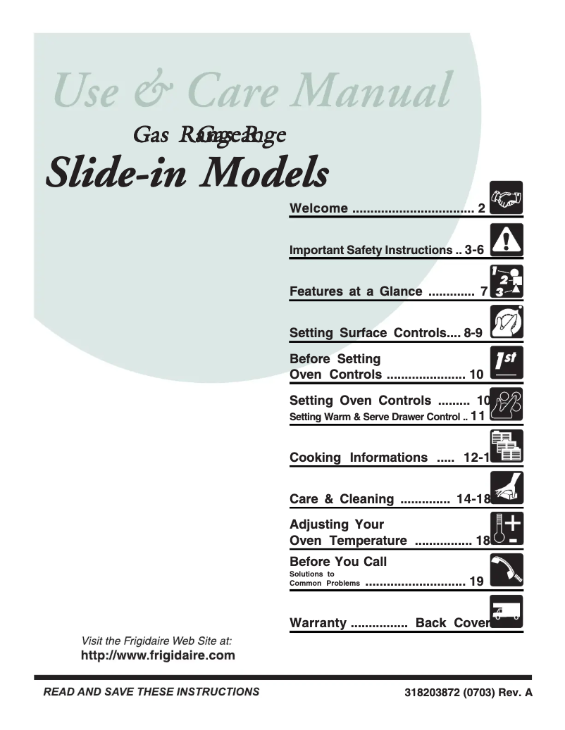 Page 1 de la notice Manuel utilisateur Frigidaire GLGS389FS