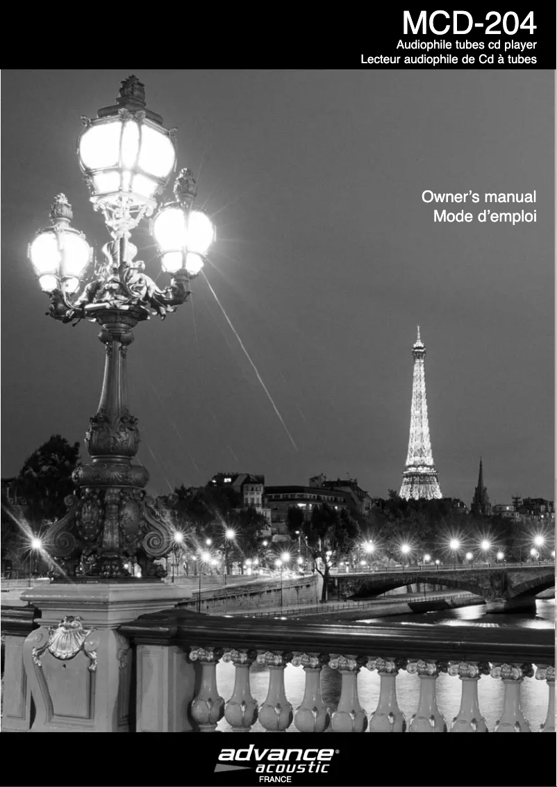 Page n°1 - Manuel utilisateur Advance Acoustic MCD 204