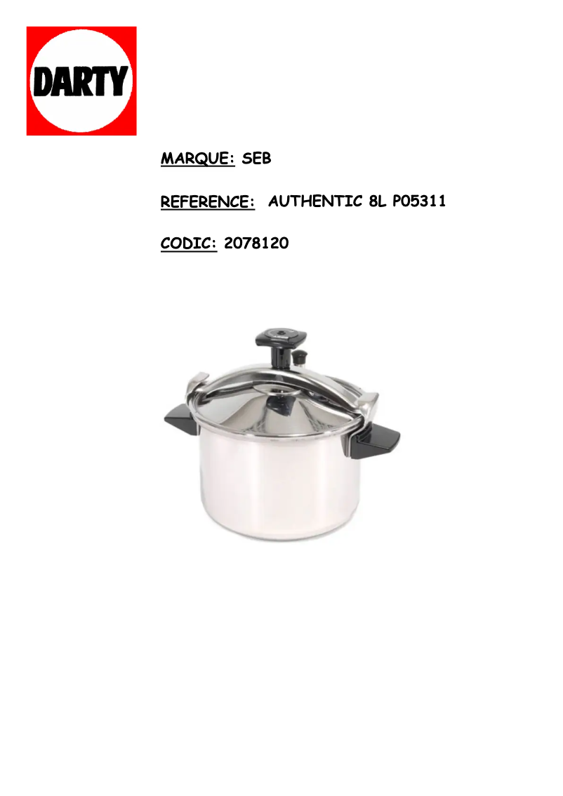 Page n°1 - Manuel utilisateur SEB P05311