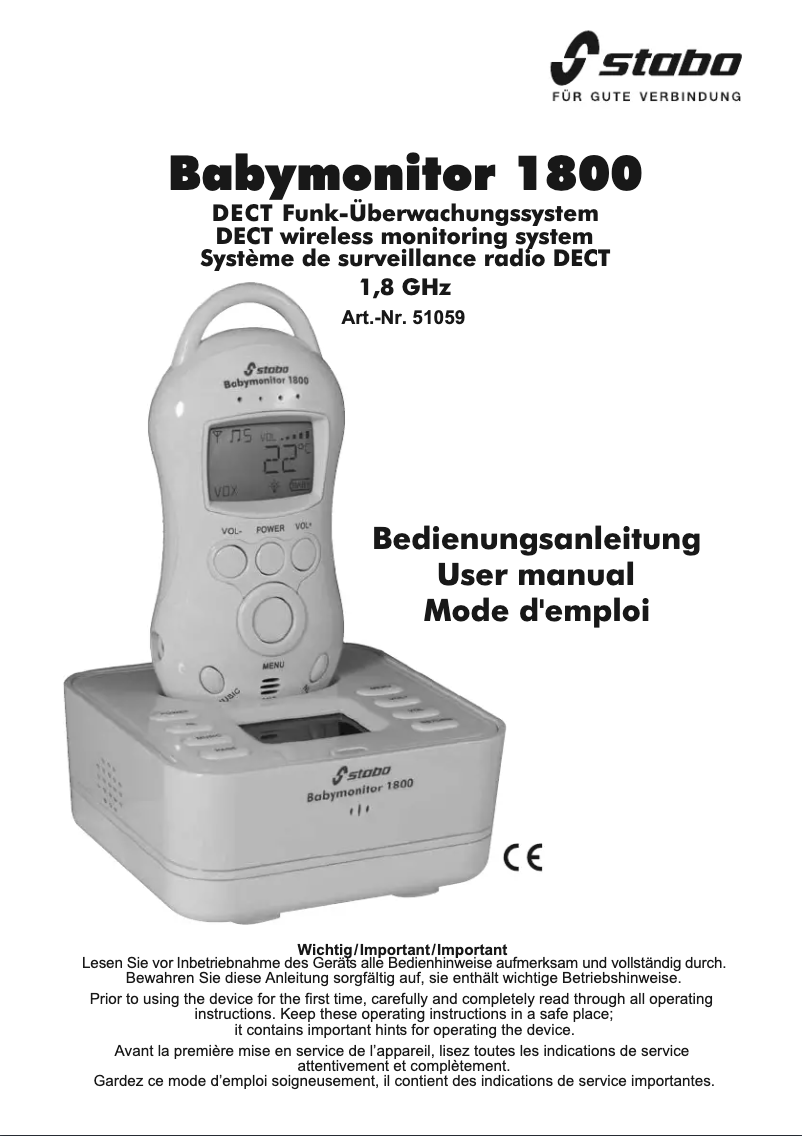 Page 1 de la notice Manuel utilisateur Stabo Babymonitor 1800