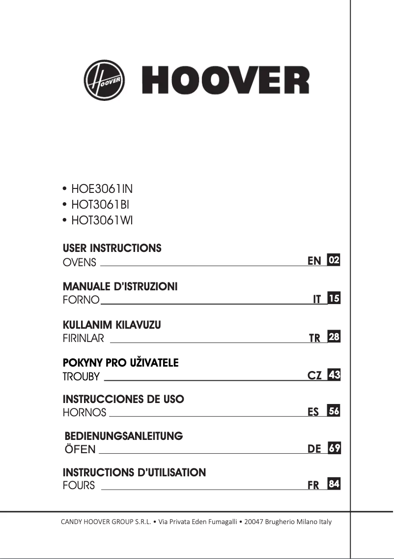 Page n°1 - Manuel utilisateur Hoover HOT3161BI/E