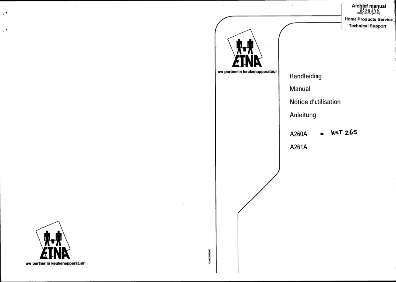 Image de la première page du manuel de l'appareil A261