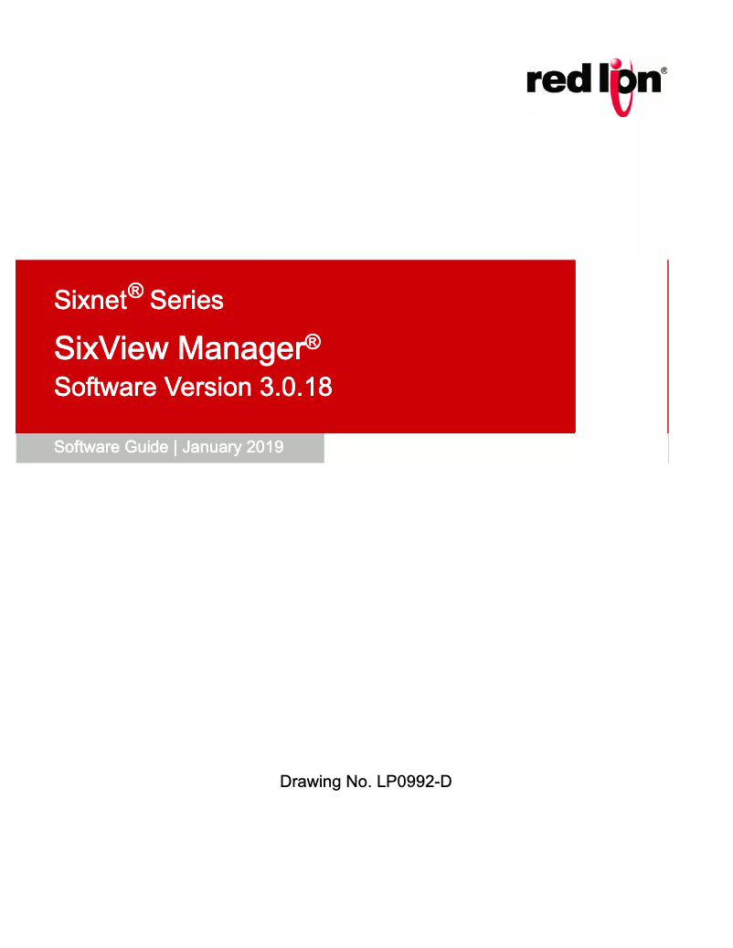 Page 1 de la notice Manuel utilisateur Red Lion SixView Manager version 3
