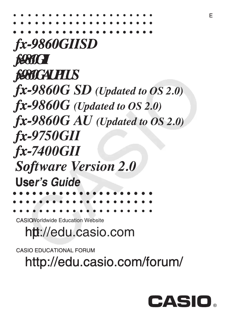 Page 1 de la notice Manuel utilisateur Casio FX-9860GII