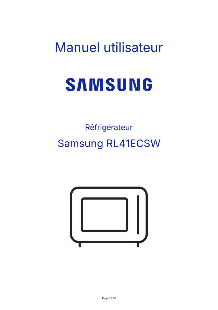 Page n°1 - Manuel utilisateur Samsung RL41ECSW