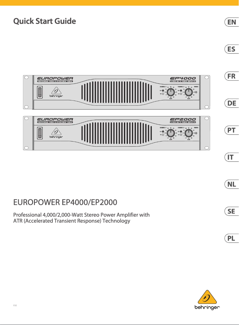 Page n°1 - Guide de démarrage rapide Behringer Europower EP4000