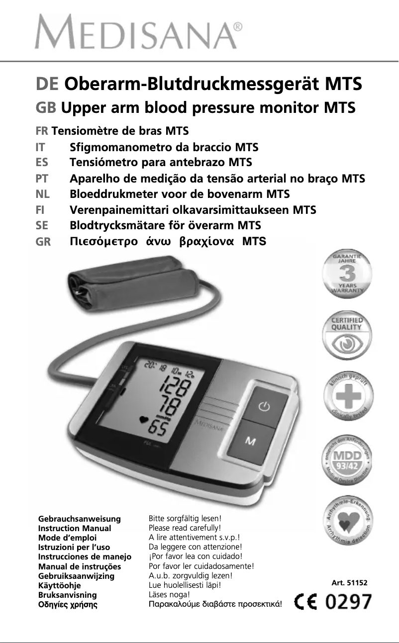Page 1 de la notice Manuel utilisateur Medisana MTS