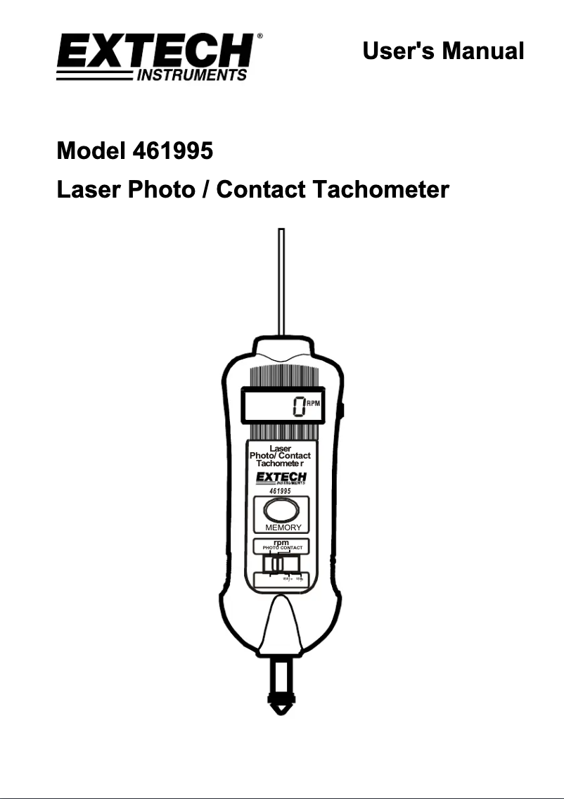 Page 1 de la notice Manuel utilisateur Extech 461995