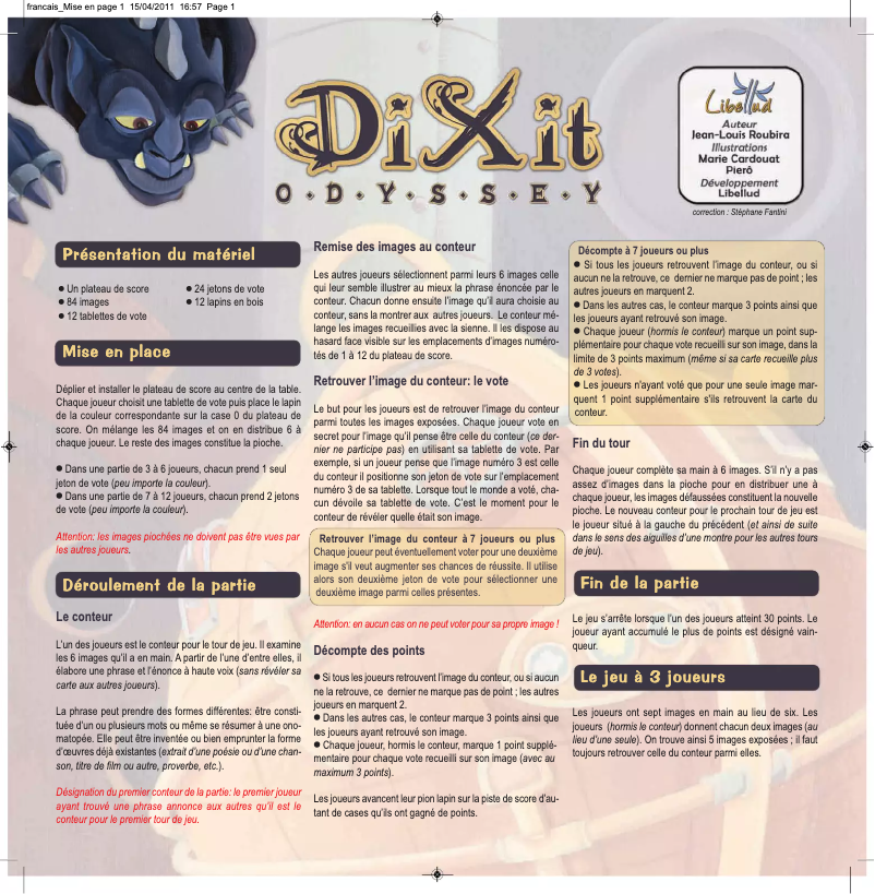 Page n°1 - Manuel utilisateur Asmodee Dixit Odyssey