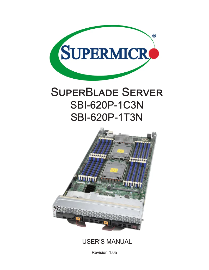 Page 1 de la notice Manuel utilisateur Supermicro SuperBlade SBI-620P-1C3N