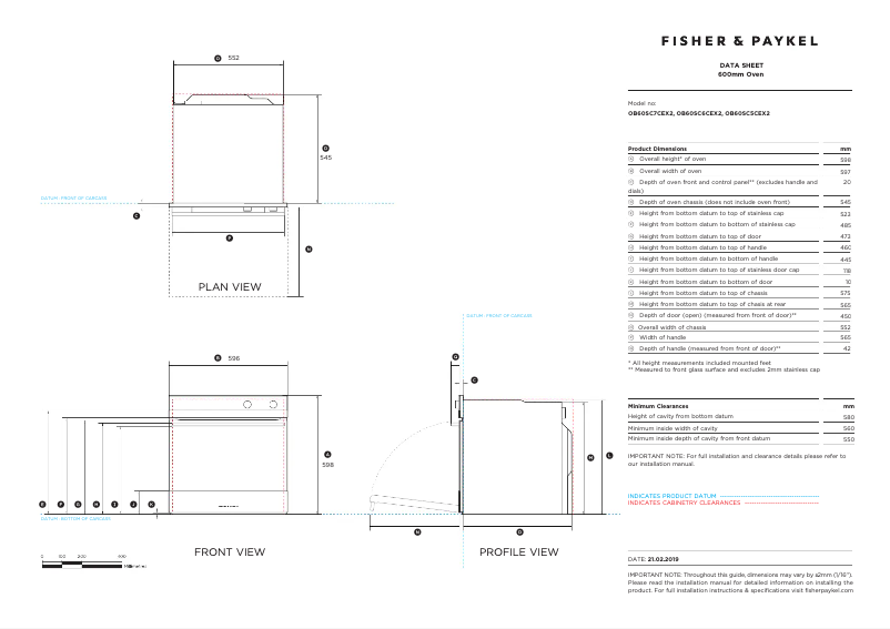 Page n°1 - Fiche technique Fisher & Paykel OB60SC6CEX2