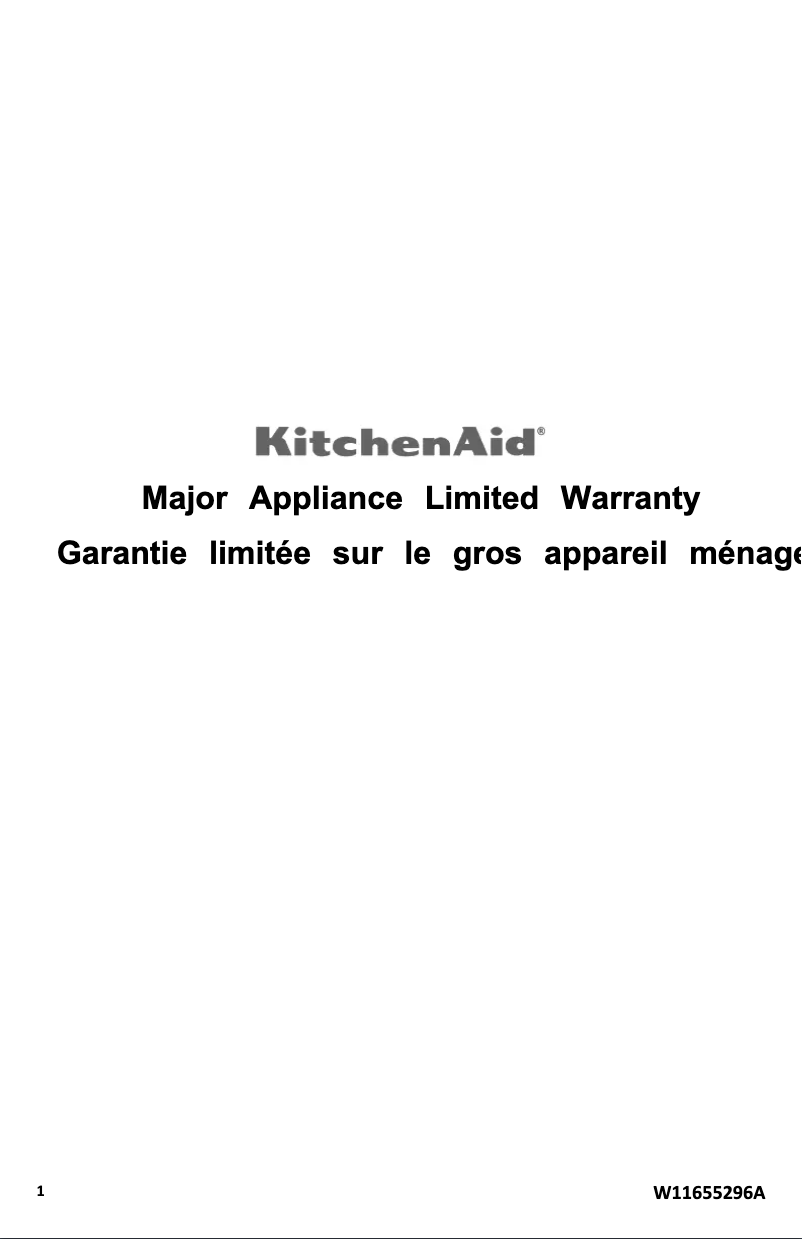 Page 1 de la notice Informations de garantie KitchenAid KMBP107ESS
