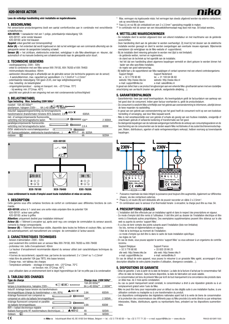Image de la première page du manuel de l'appareil 420-0010X ACTOR