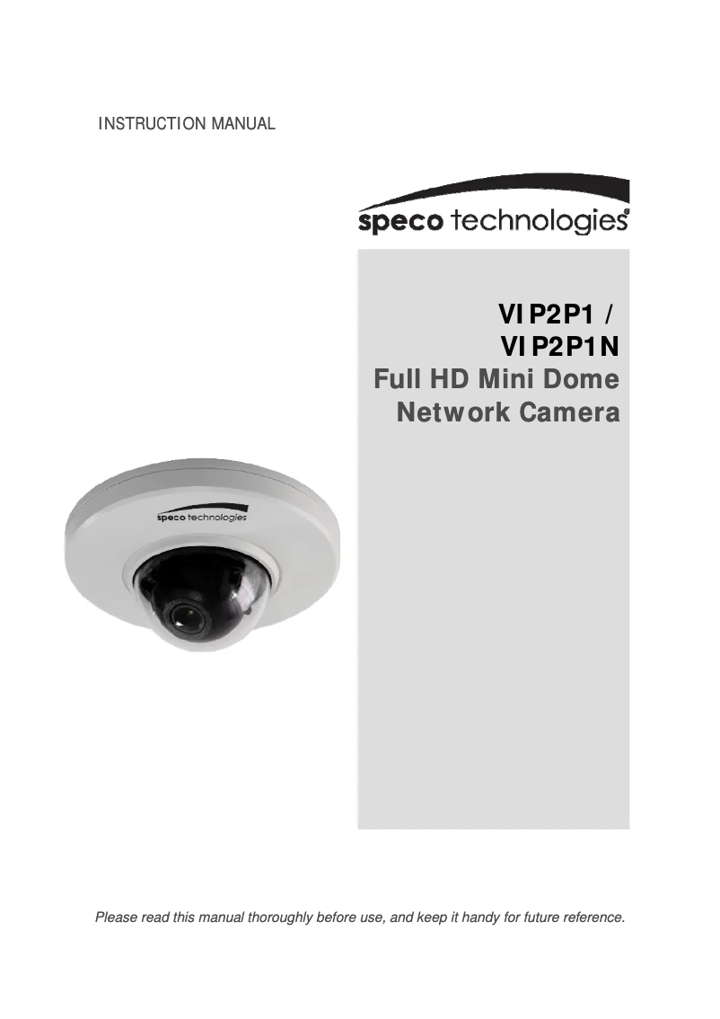 Page 1 de la notice Manuel utilisateur Speco Technologies VIP2P1N