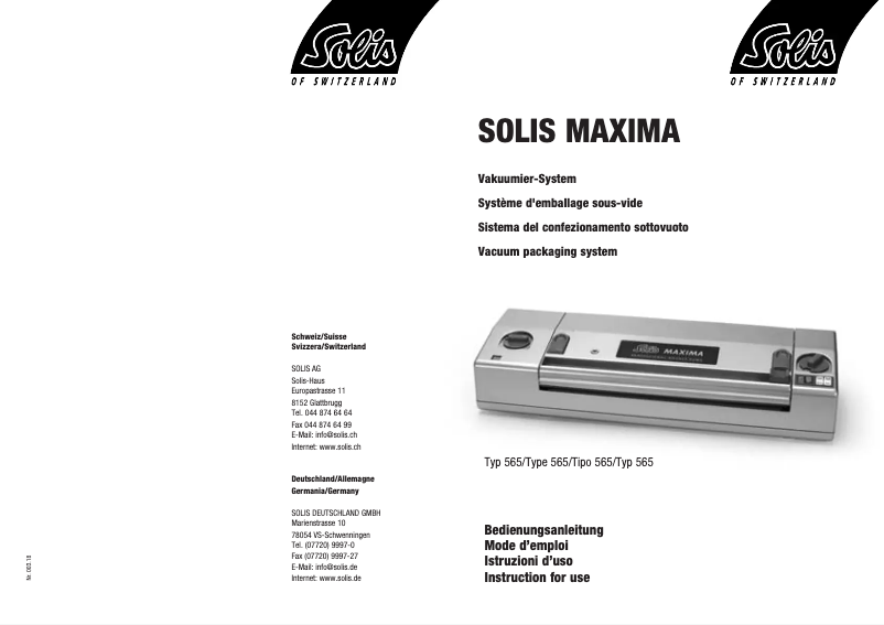 Página 1 del manual Manual de usuario Solis Maxima 565